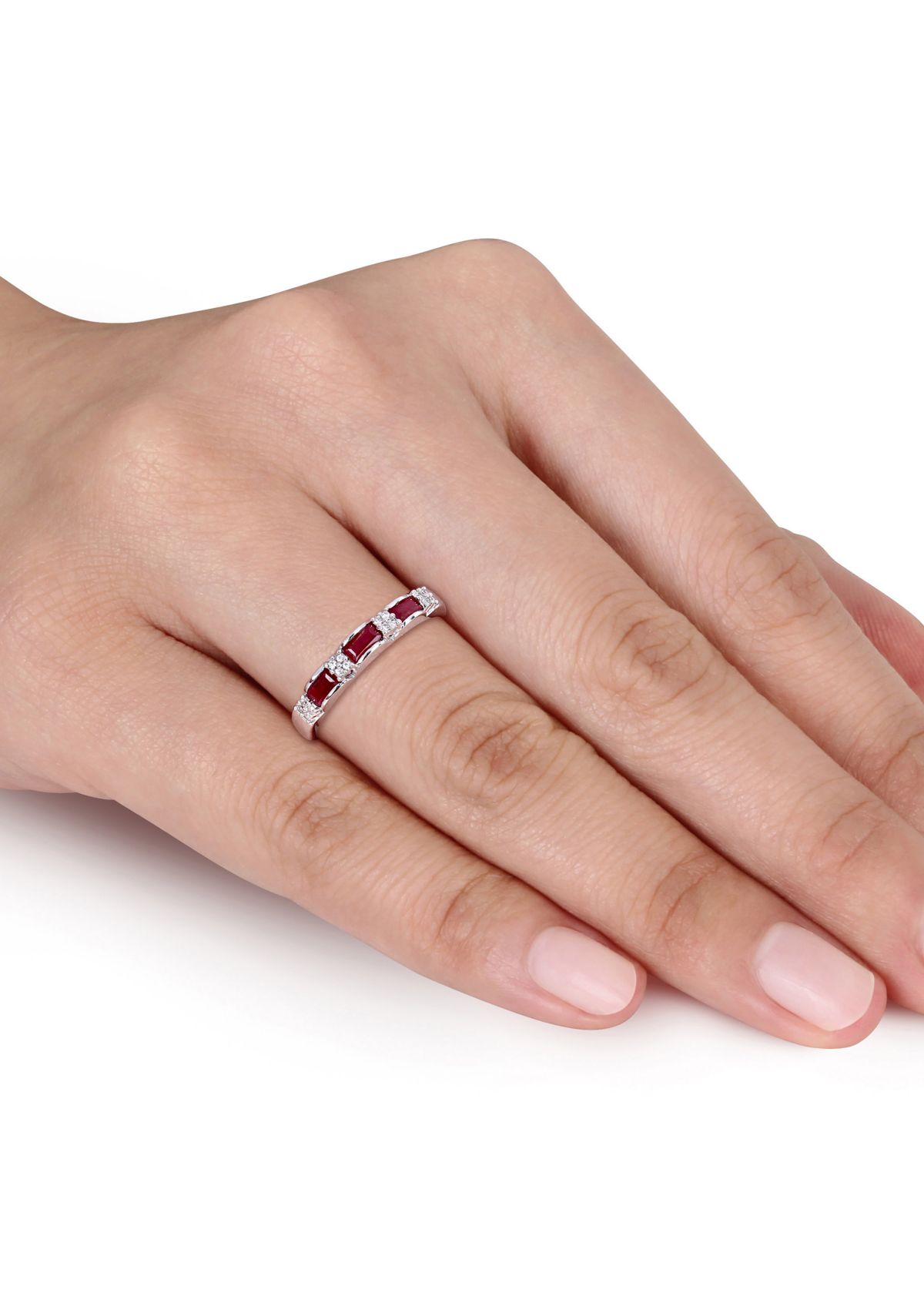 1/2 ct. t.w. Ruby Ring with 1/10 ct. t.w. Diamonds in 10K White Gold