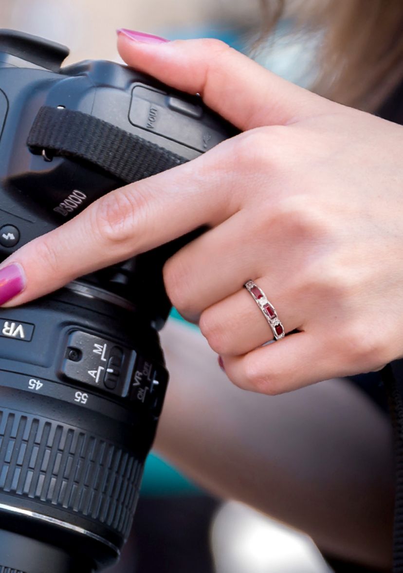 1/2 ct. t.w. Ruby Ring with 1/10 ct. t.w. Diamonds in 10K White Gold