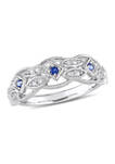 1/8 ct. t.w. Sapphire and 1/8 ct. t.w. Diamond Vintage Ring in 10K White Gold