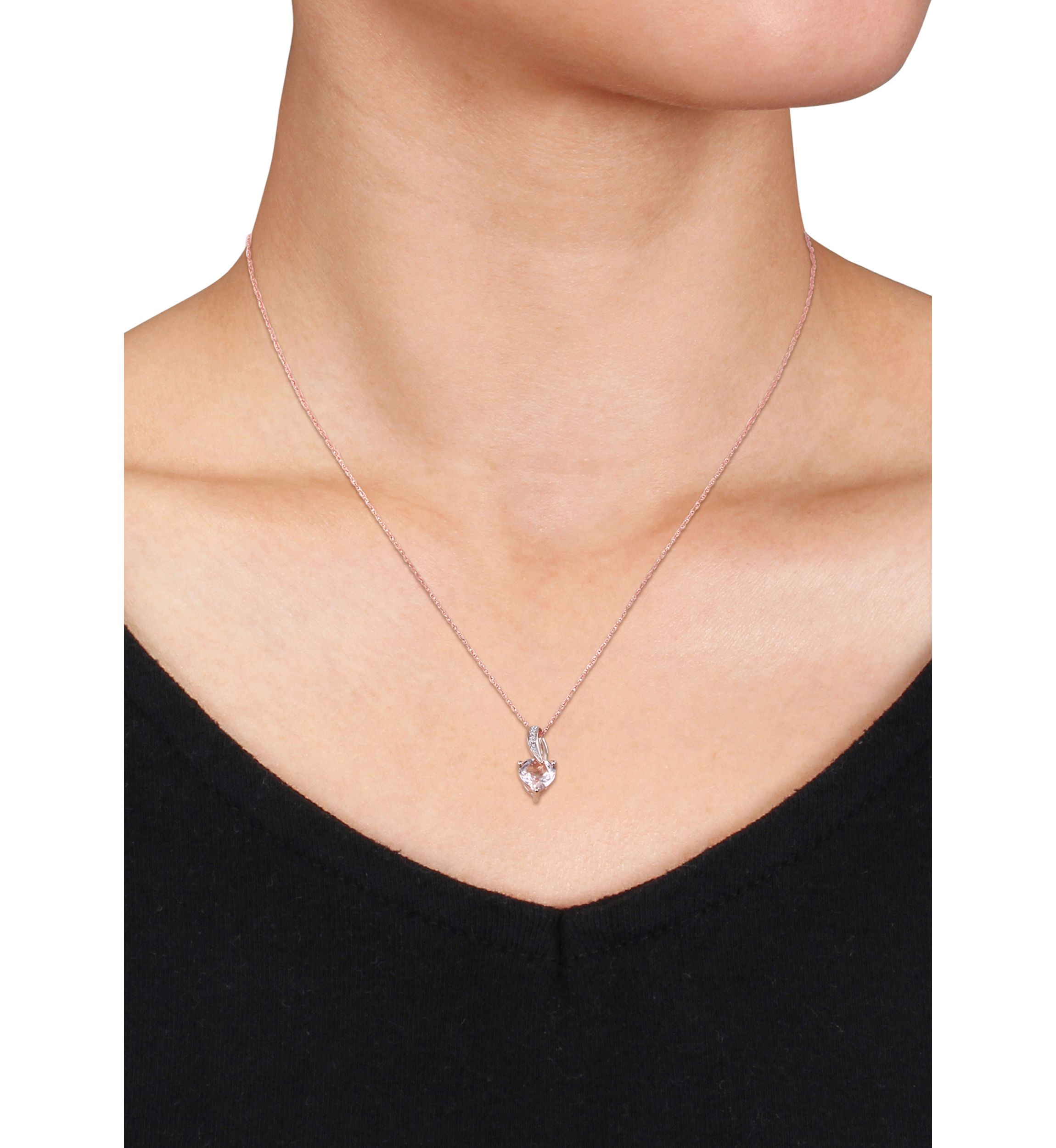 10k Rose Gold Morganite and Diamond Heart Pendant