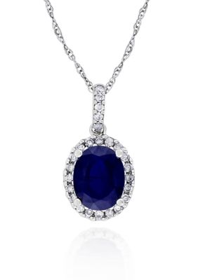 Belk & Co 14k White Gold Sapphire Pendant, Blue, 17 in