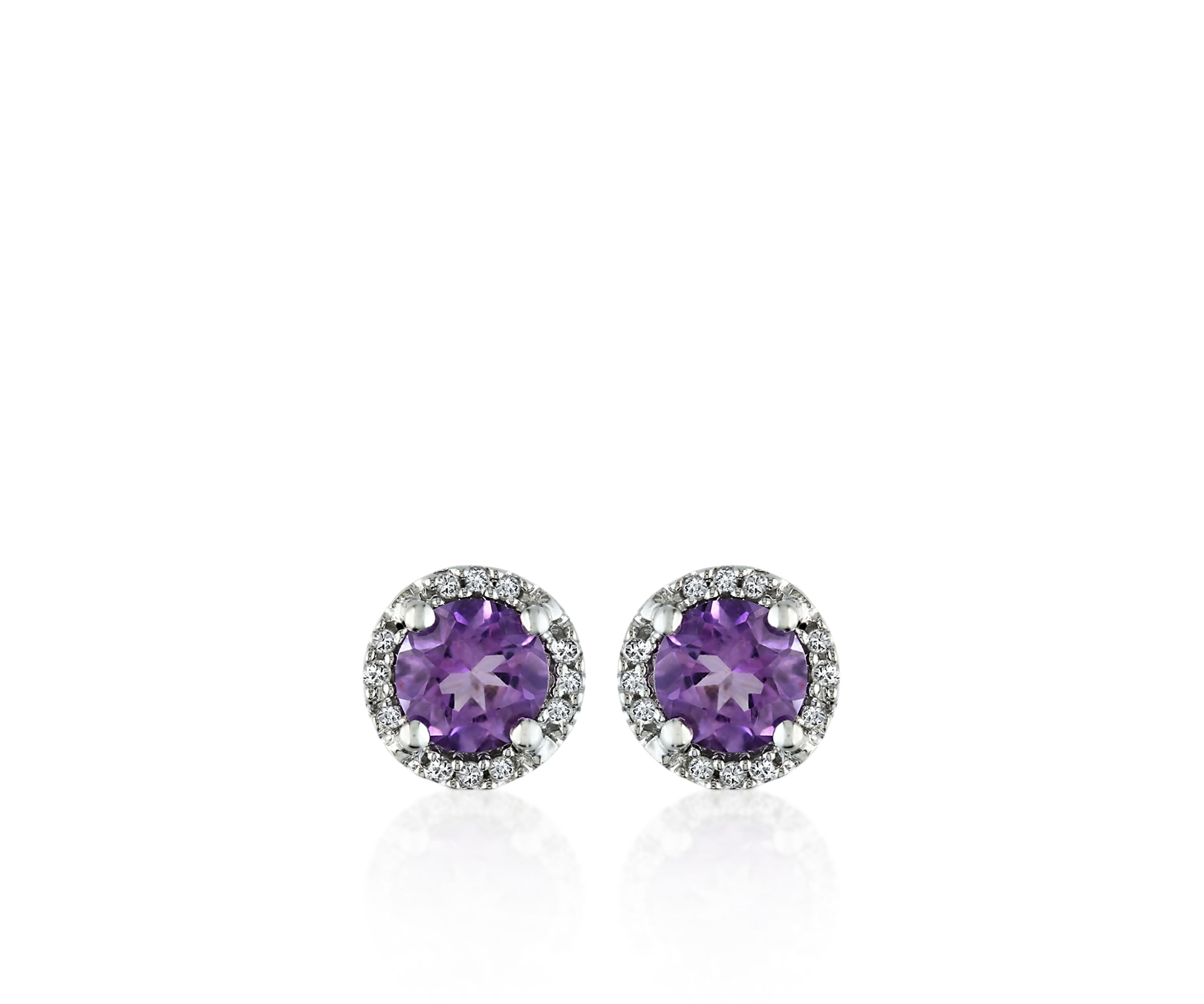 10k White Gold Amethyst Stud Earrings
