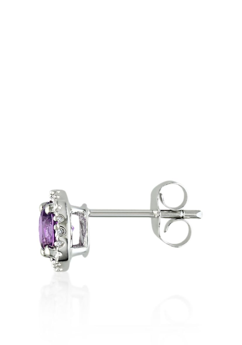 10k White Gold Amethyst Stud Earrings