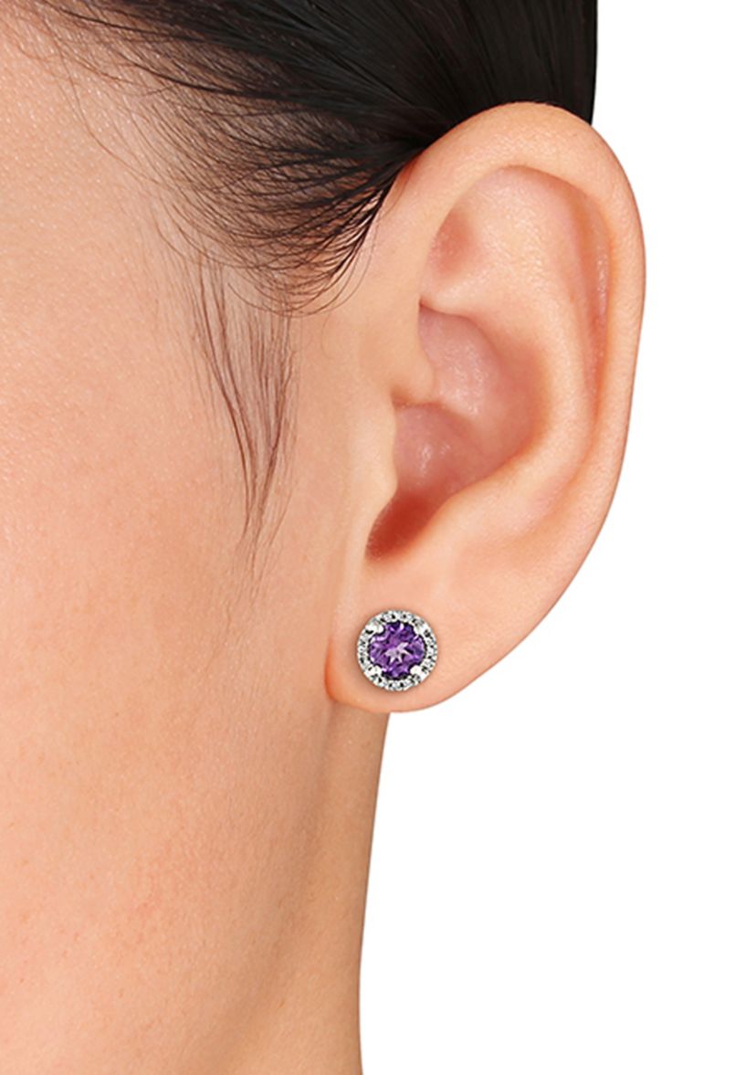 10k White Gold Amethyst Stud Earrings