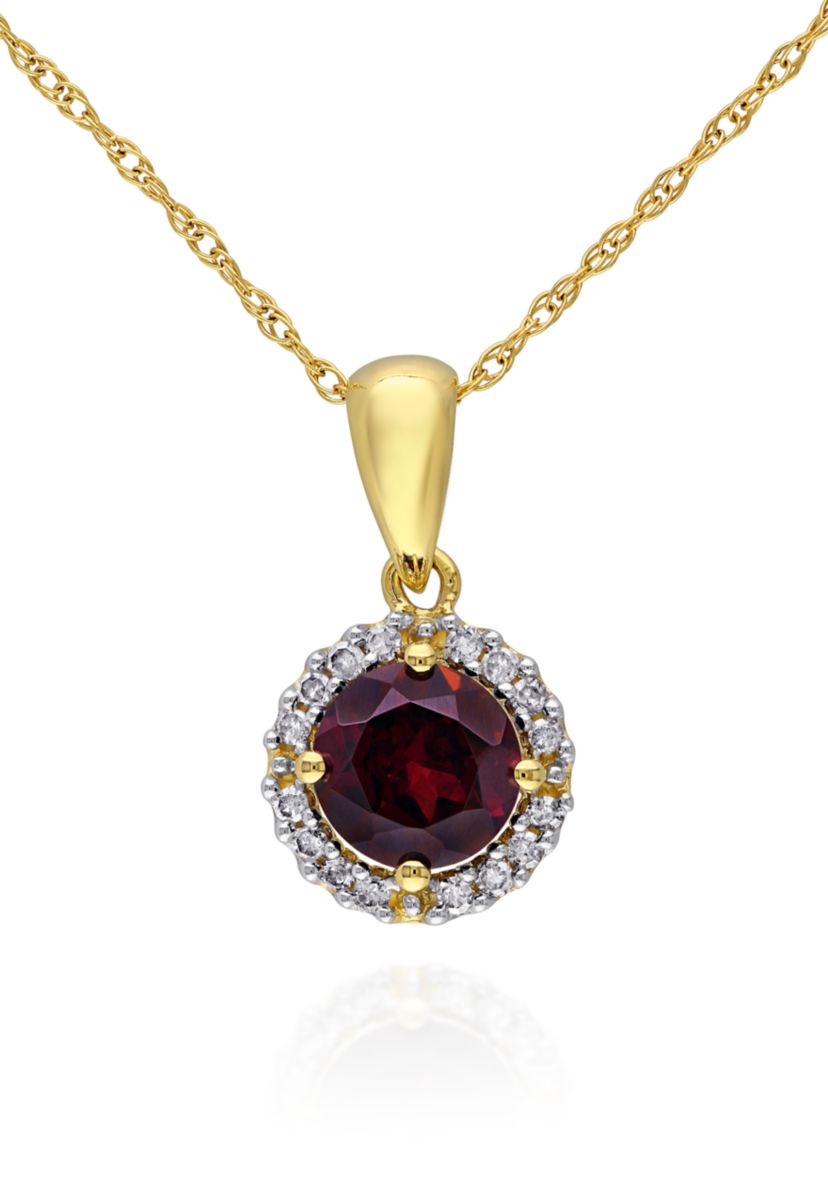 10k Yellow Gold Garnet Pendant