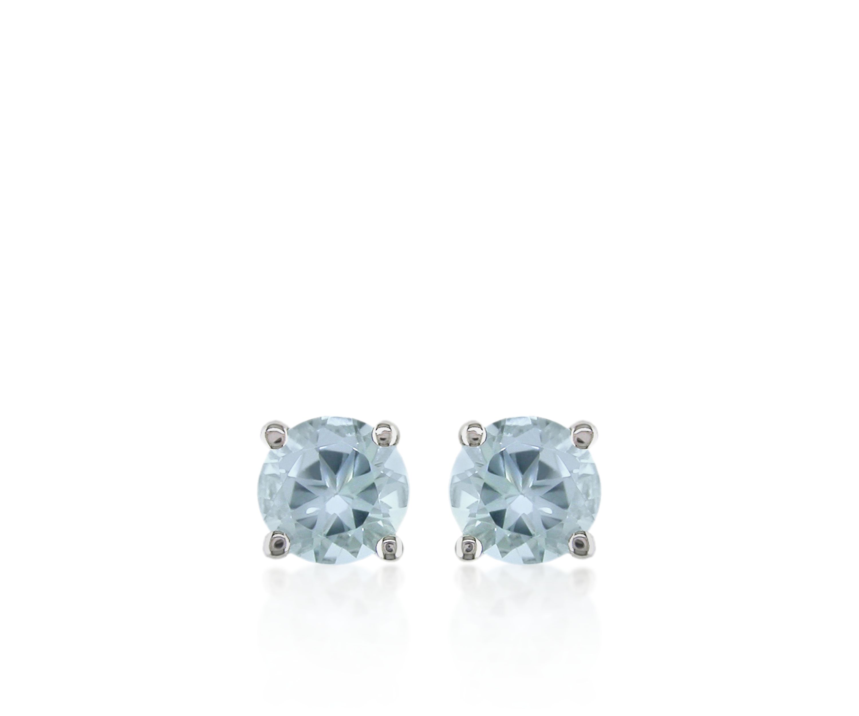 14k White Gold Aquamarine Stud Earrings
