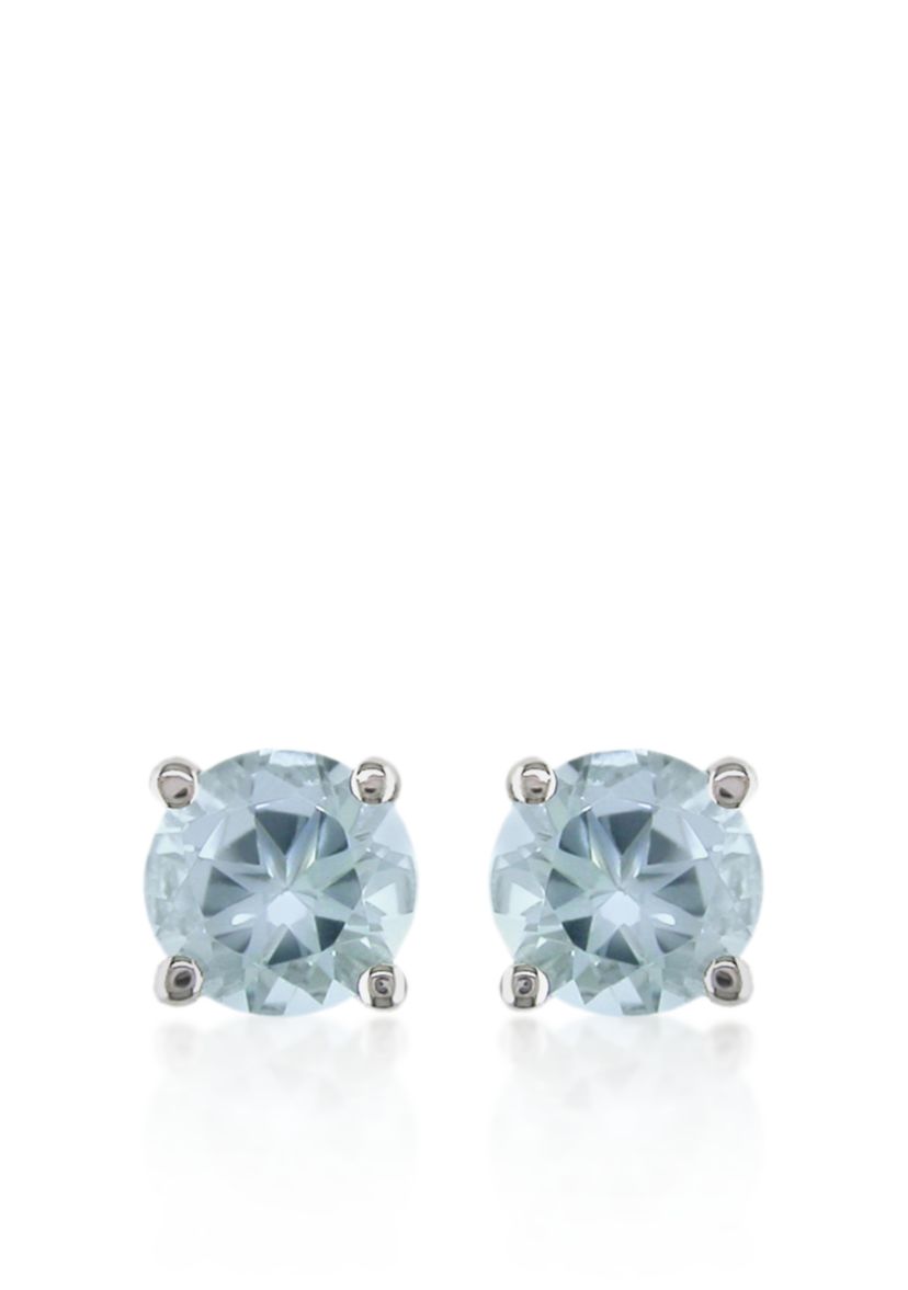 14k White Gold Aquamarine Stud Earrings