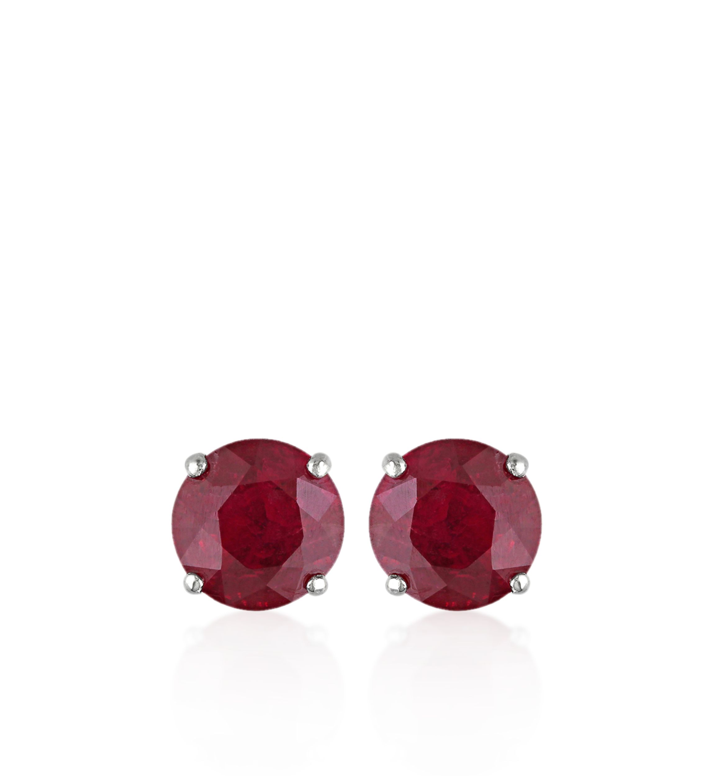 14k White Gold Ruby Stud Earrings