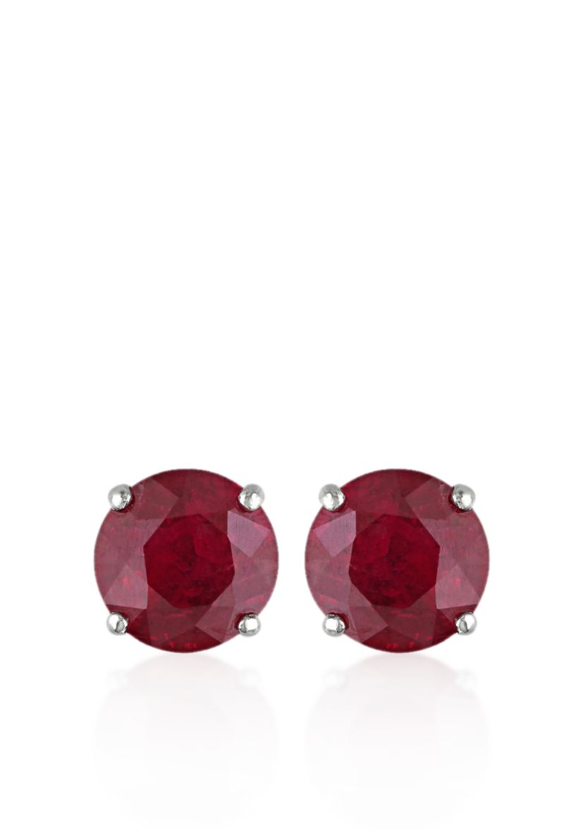 14k White Gold Ruby Stud Earrings