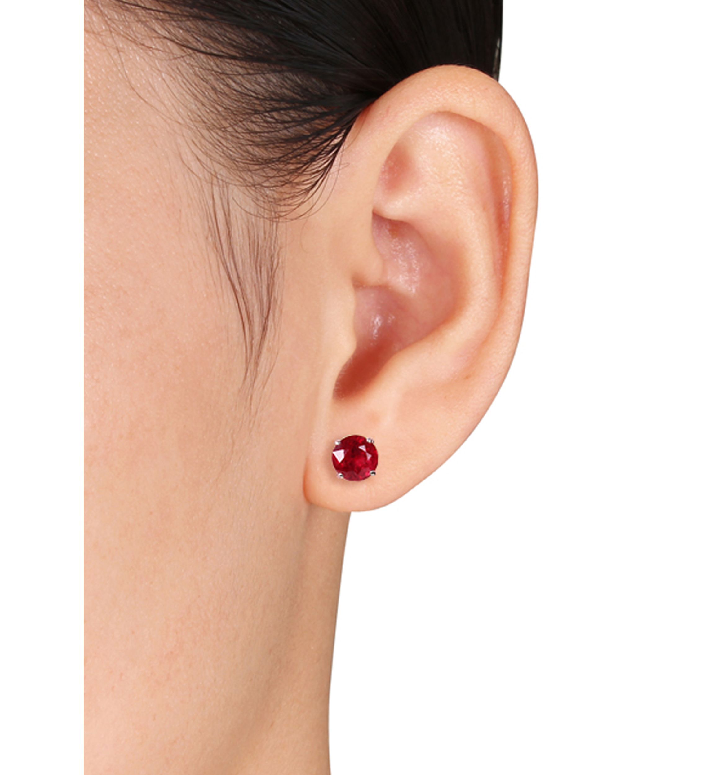 14k White Gold Ruby Stud Earrings