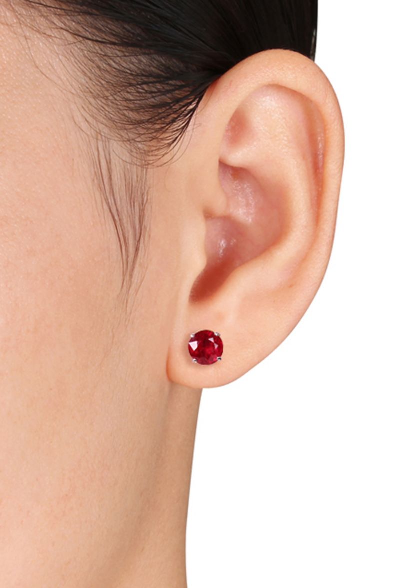 14k White Gold Ruby Stud Earrings