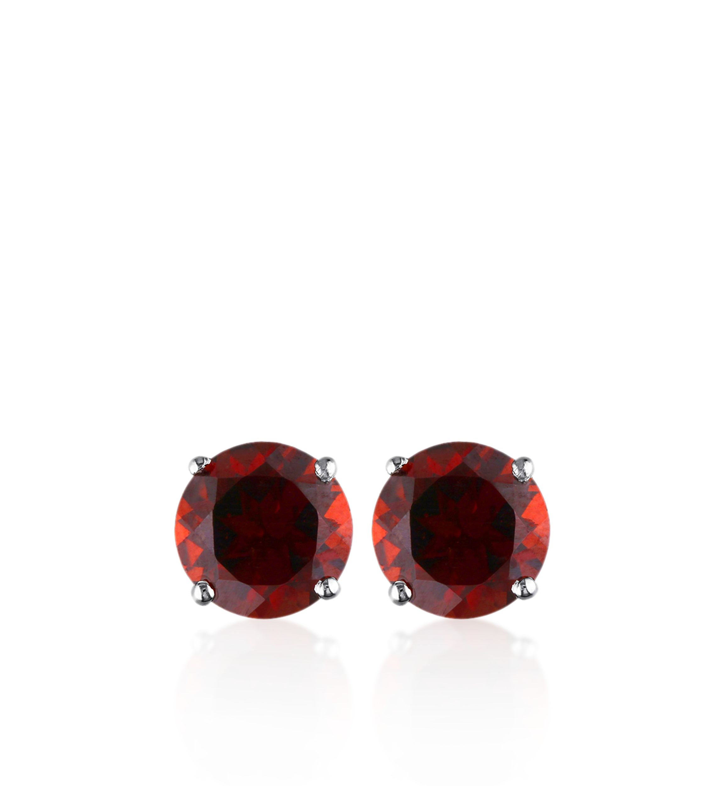 14k White Gold Garnet Stud Earrings