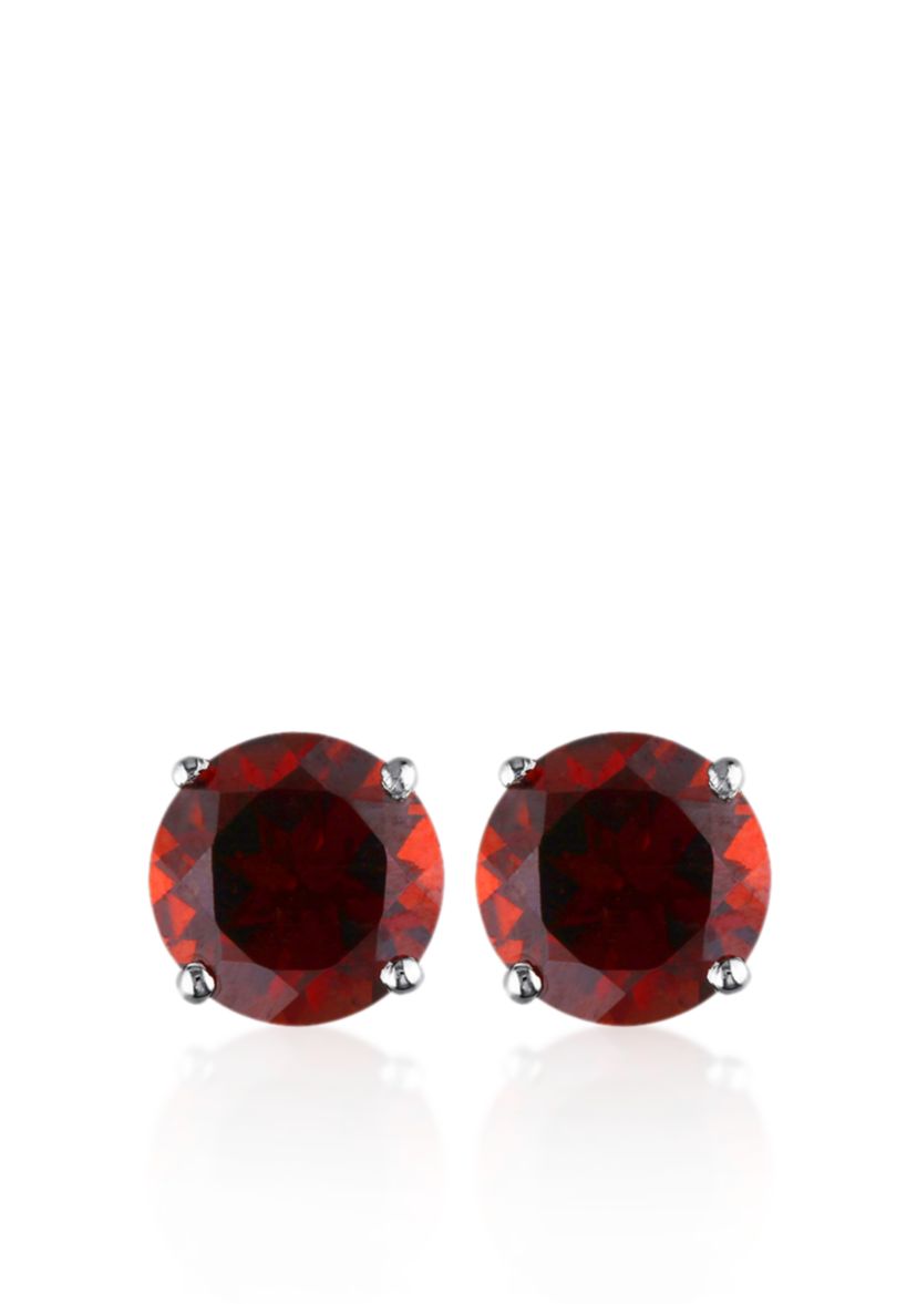 14k White Gold Garnet Stud Earrings
