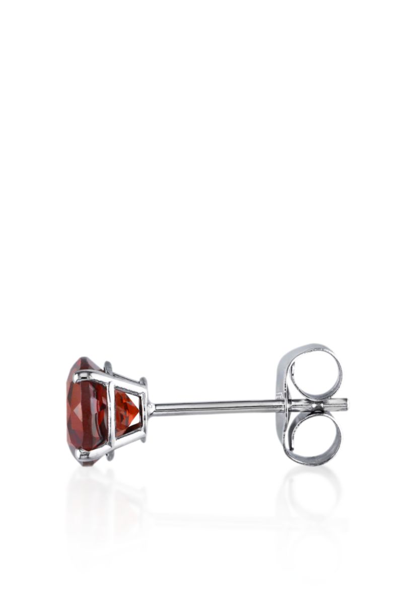 14k White Gold Garnet Stud Earrings