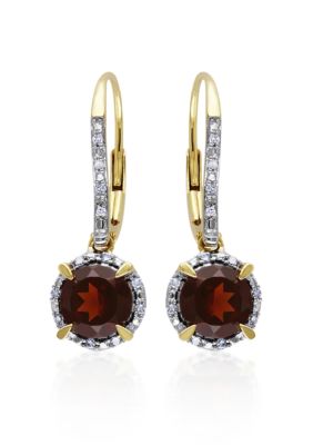Belk & Co 10k Yellow Gold Garnet Earrings, Red