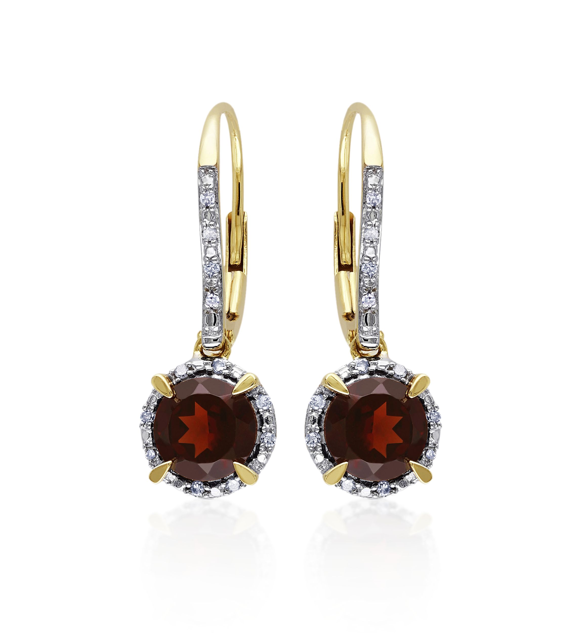 10k Yellow Gold Garnet Earrings