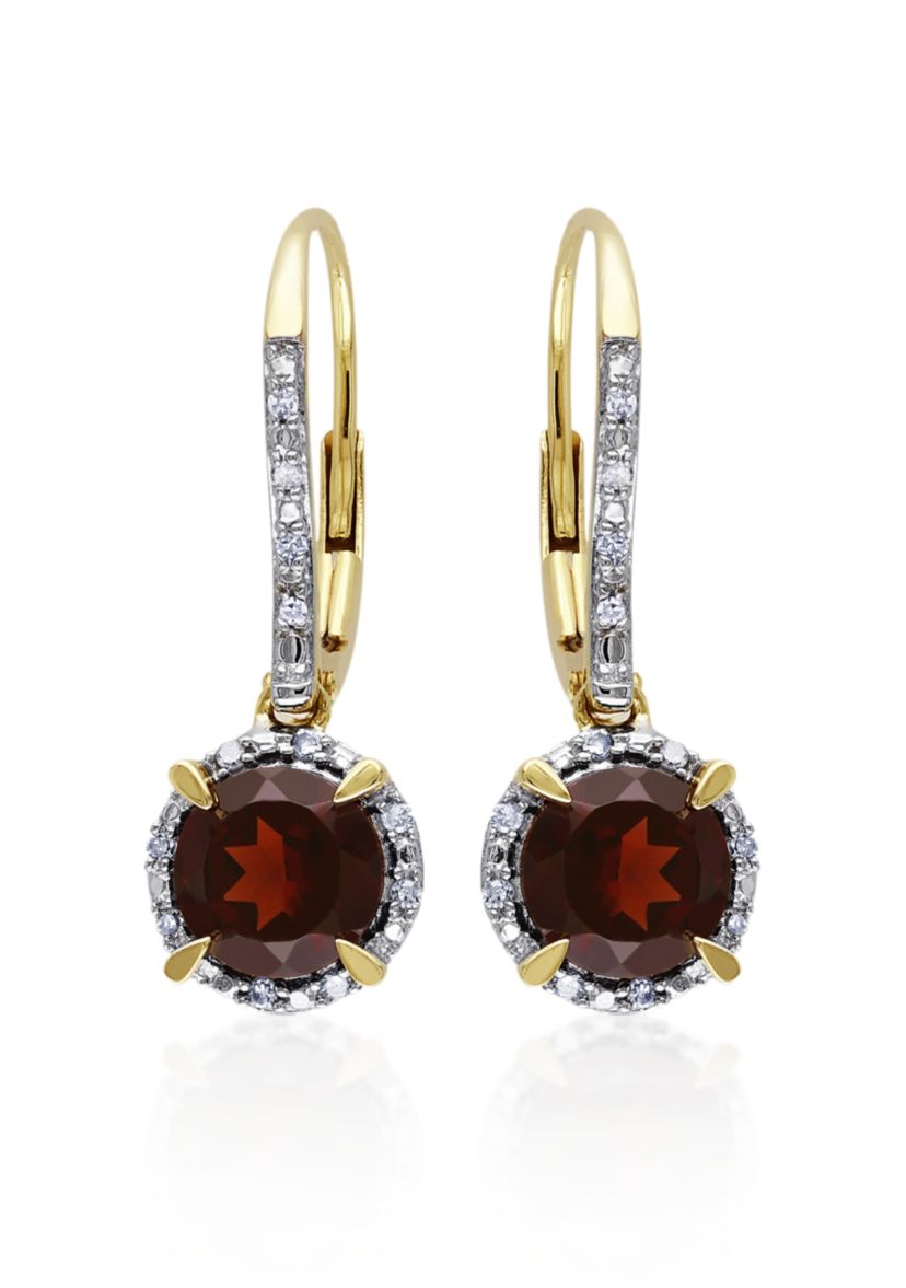 10k Yellow Gold Garnet Earrings
