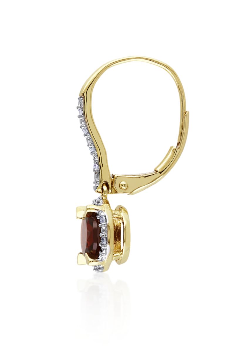 10k Yellow Gold Garnet Earrings