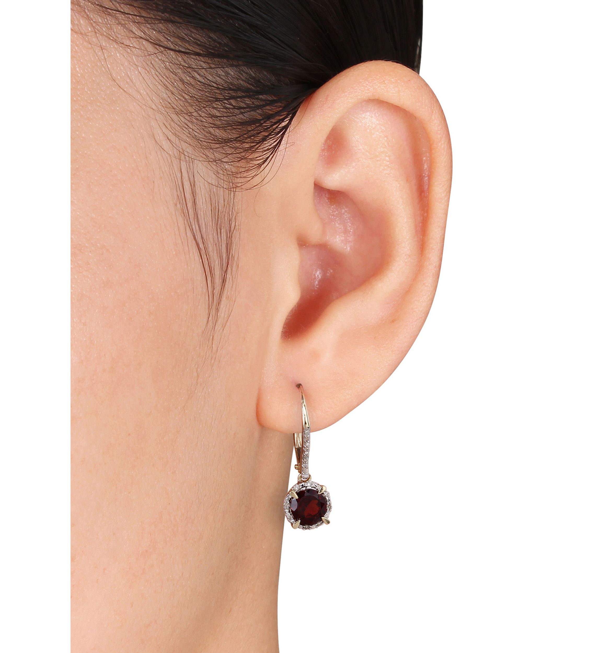 10k Yellow Gold Garnet Earrings