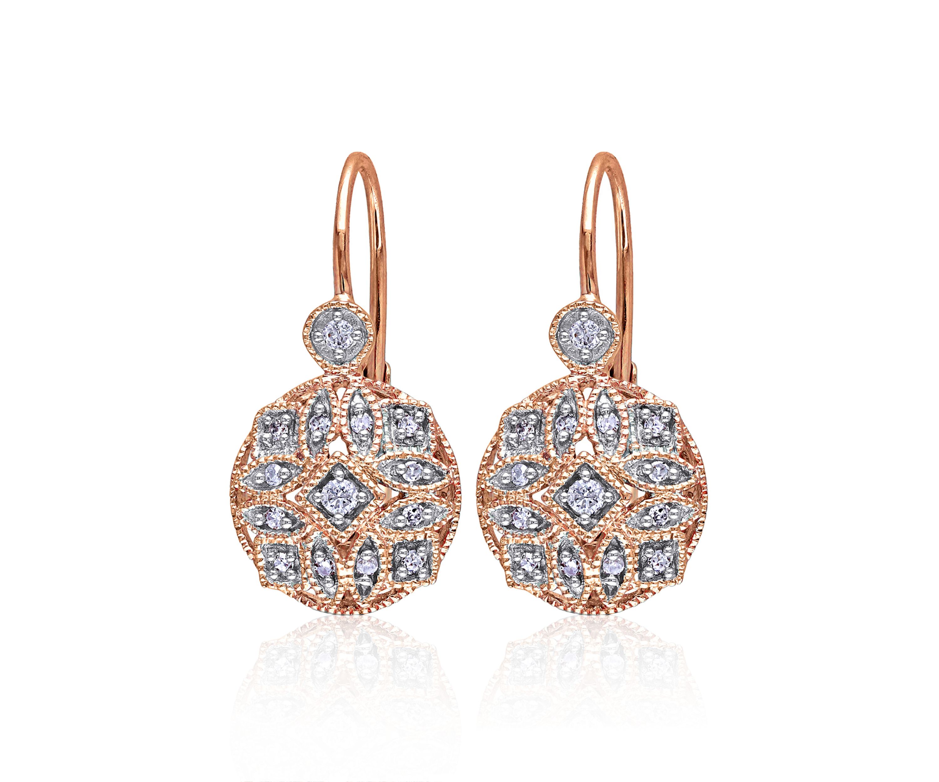 Diamond Earrings in 14k Rose Gold