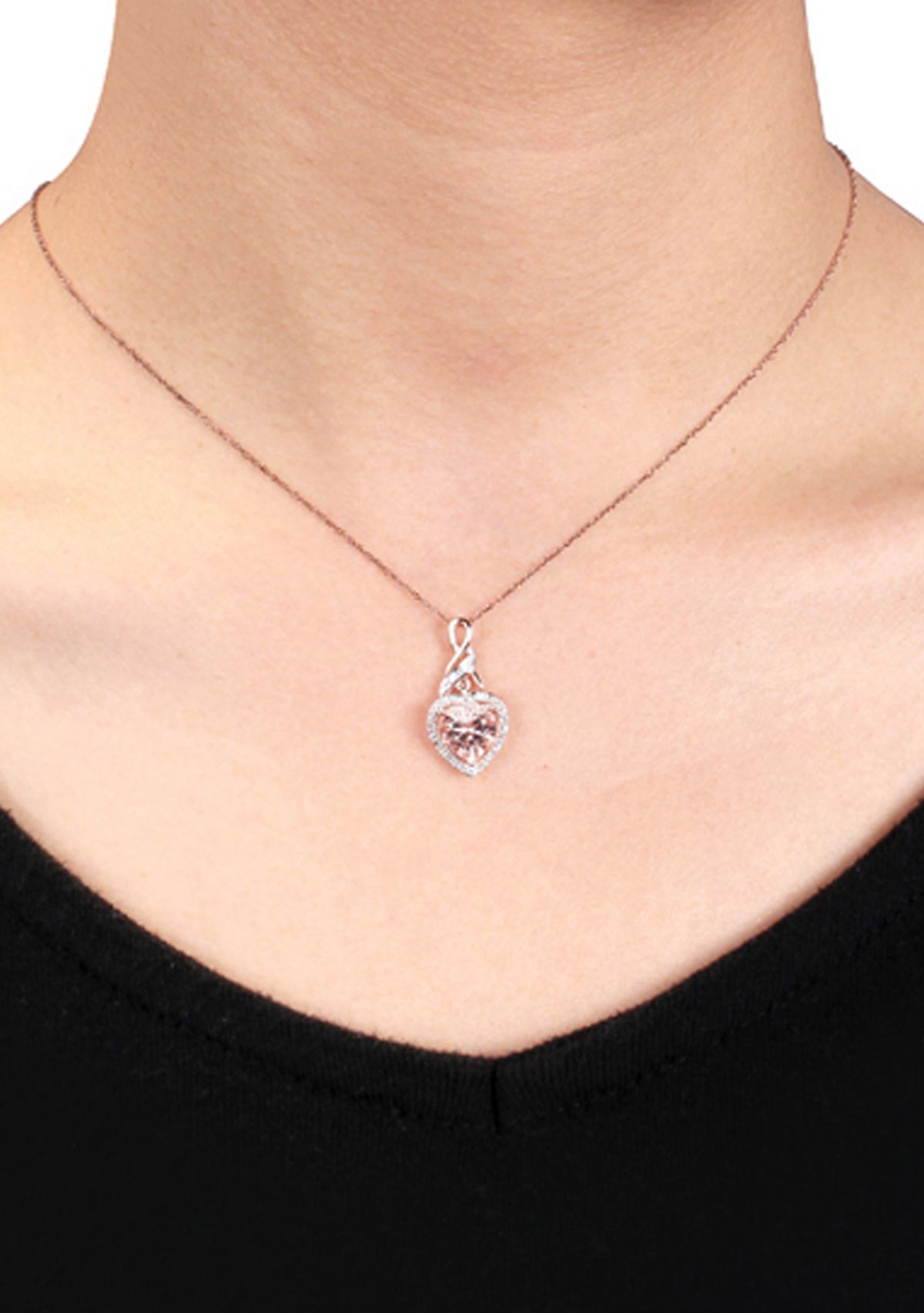 10k Rose Gold Morganite and Diamond Heart Pendant