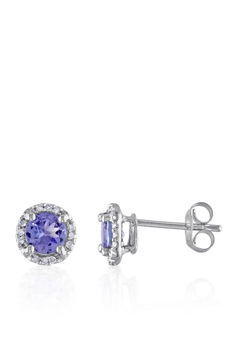 Tanzanite and Diamond Earrings in 10k White Gold