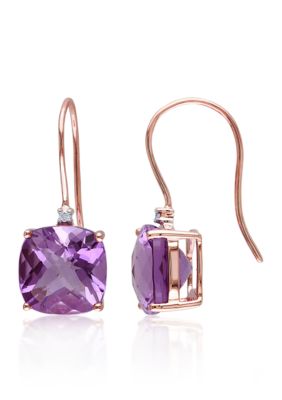 Belk & Co 10k Rose Gold Amethyst and Diamond Earrings, Purple