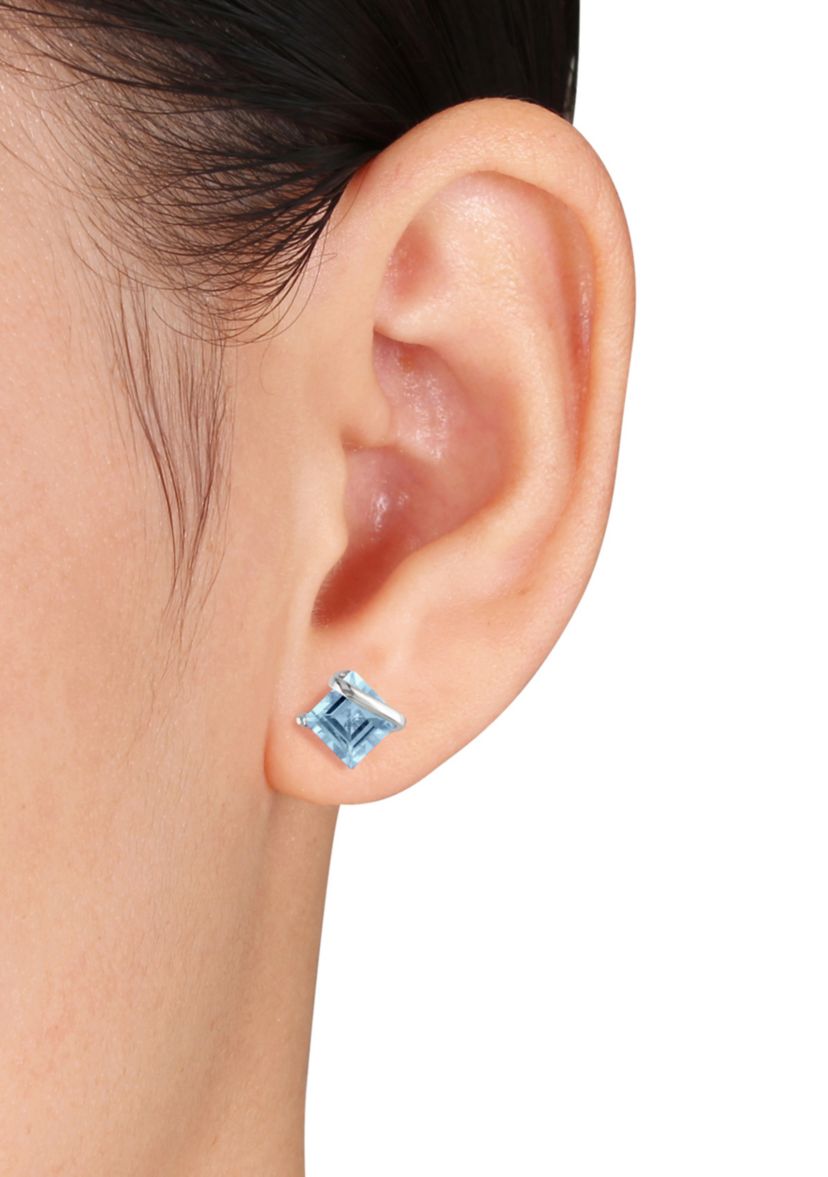 10k White Gold Topaz Earrings