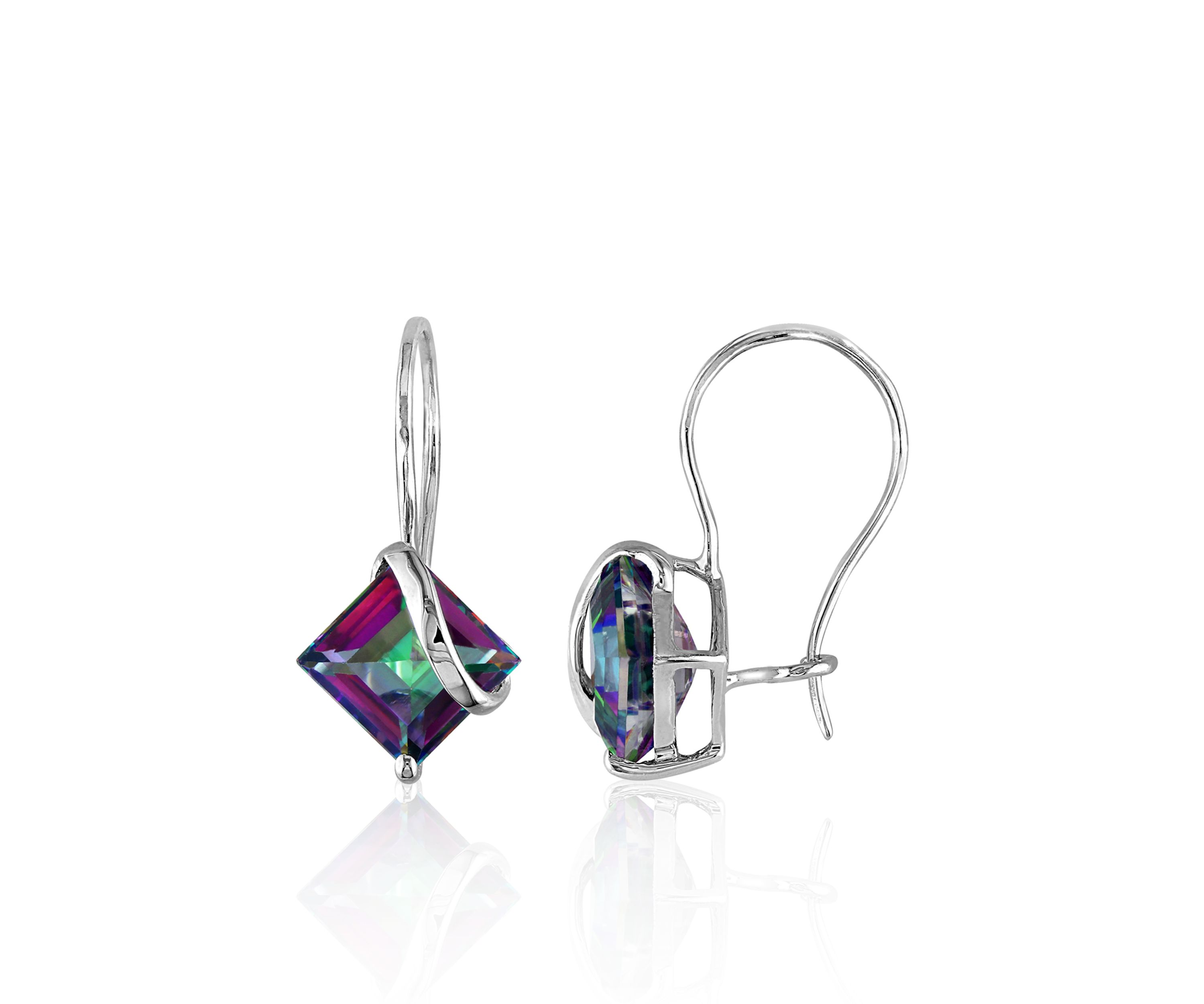 10k White Gold Exotic Green Topaz Earrings