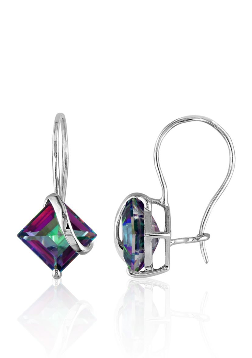 10k White Gold Exotic Green Topaz Earrings