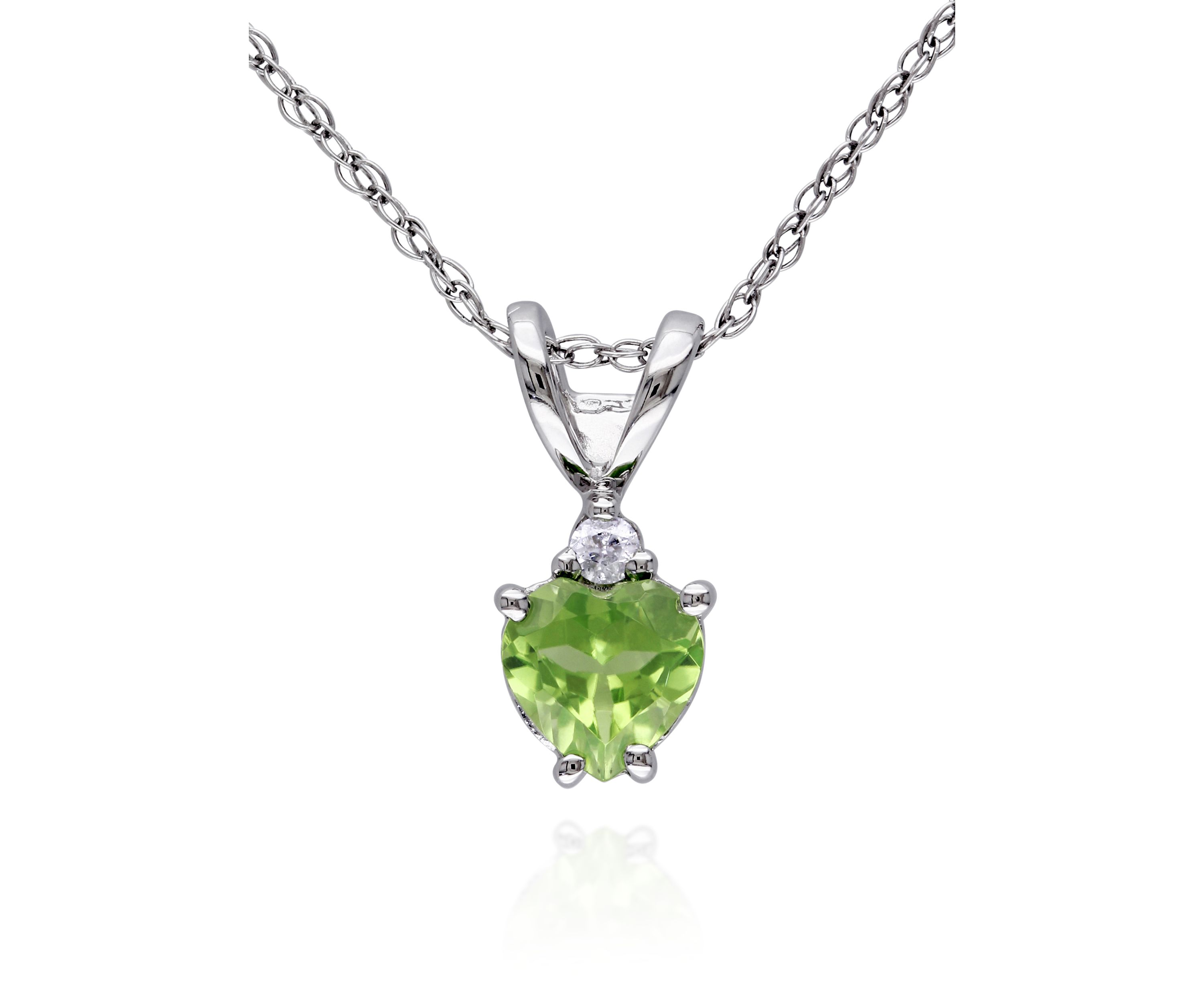 10k White Gold Peridot and Diamond Pendant