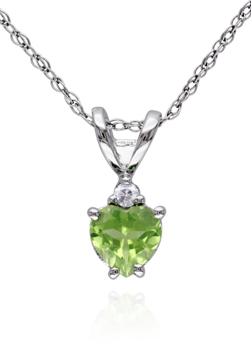 10k White Gold Peridot and Diamond Pendant