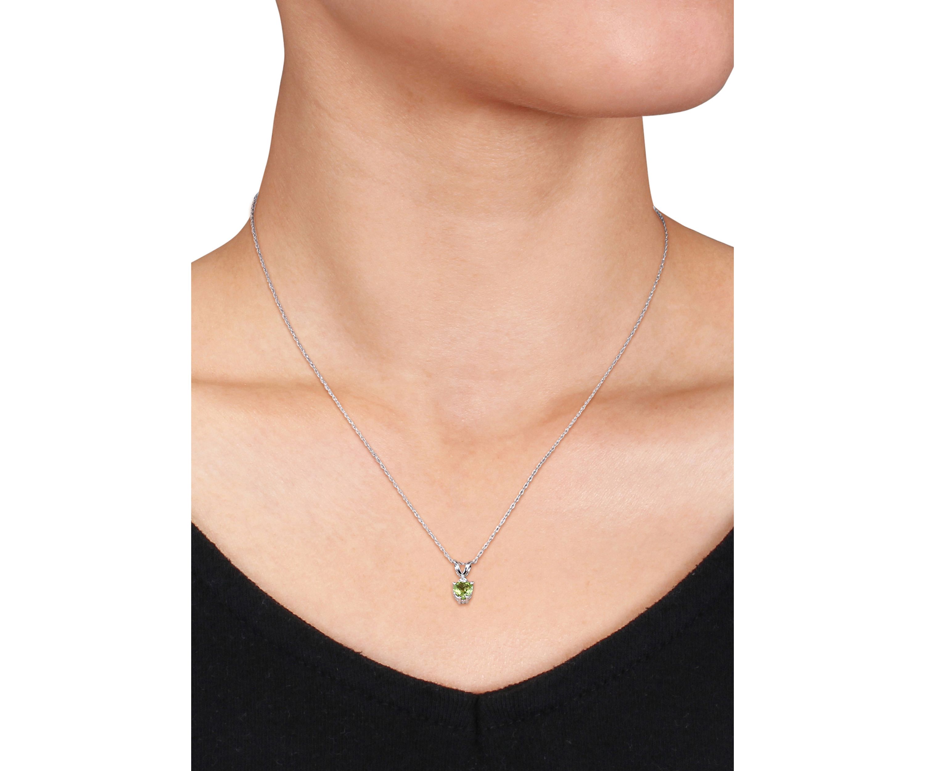 10k White Gold Peridot and Diamond Pendant
