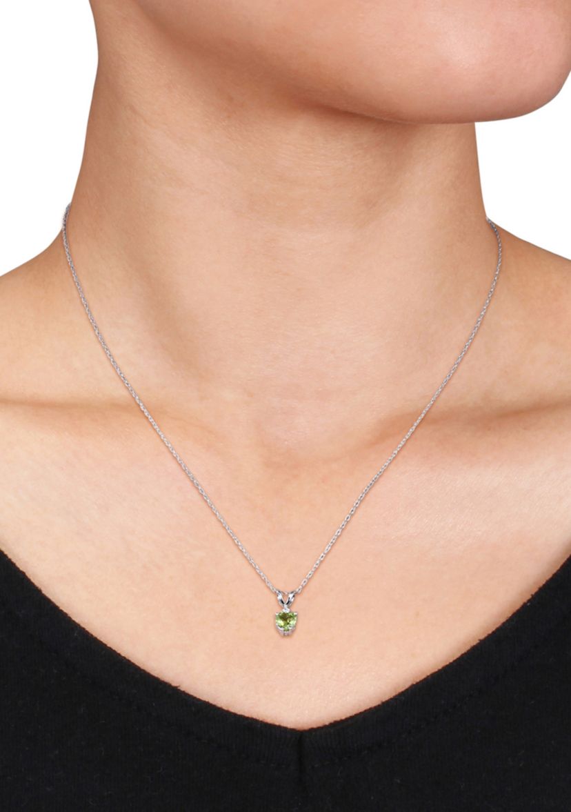 10k White Gold Peridot and Diamond Pendant