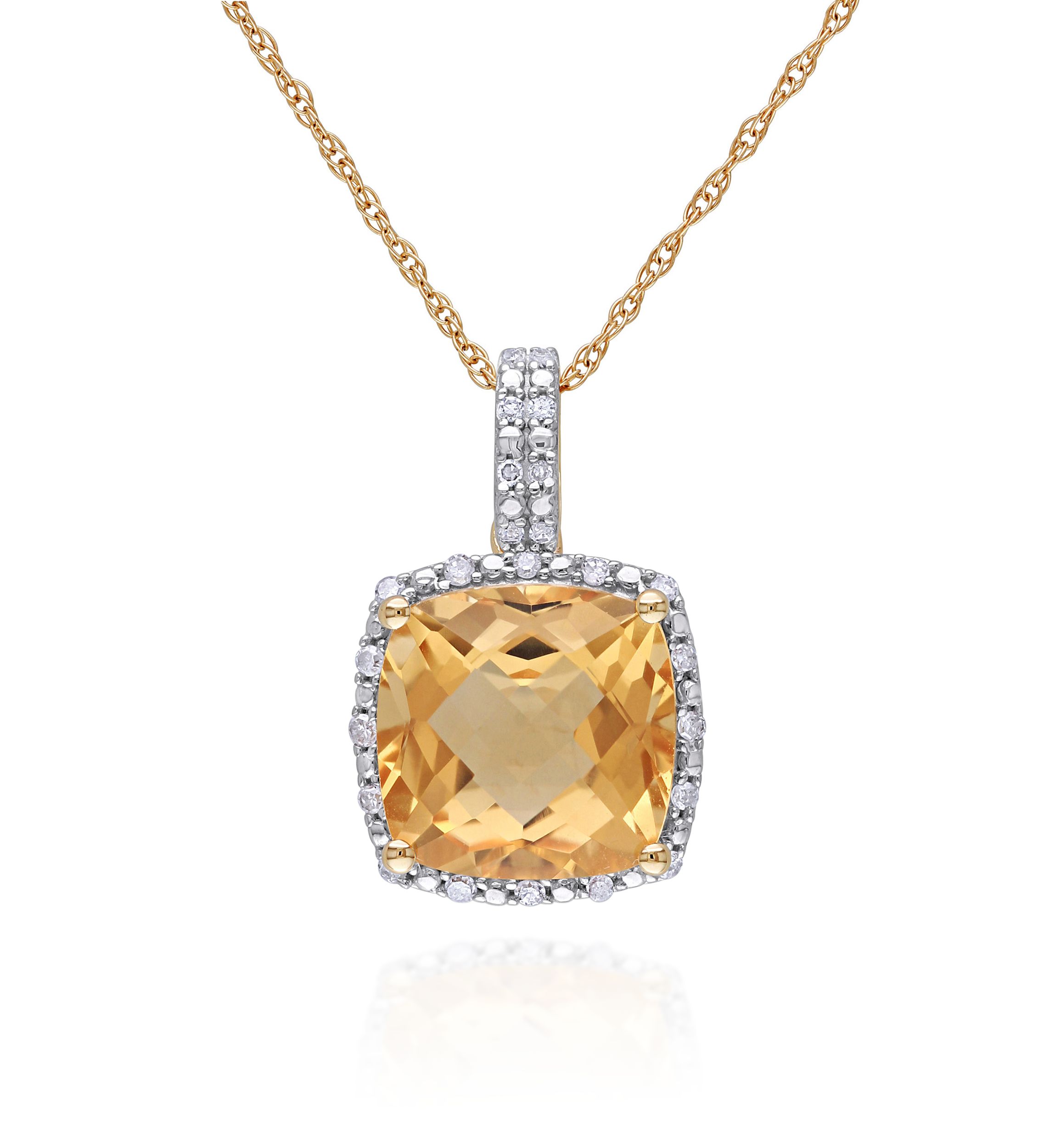 10k Yellow Gold Citrine and Diamond Pendant