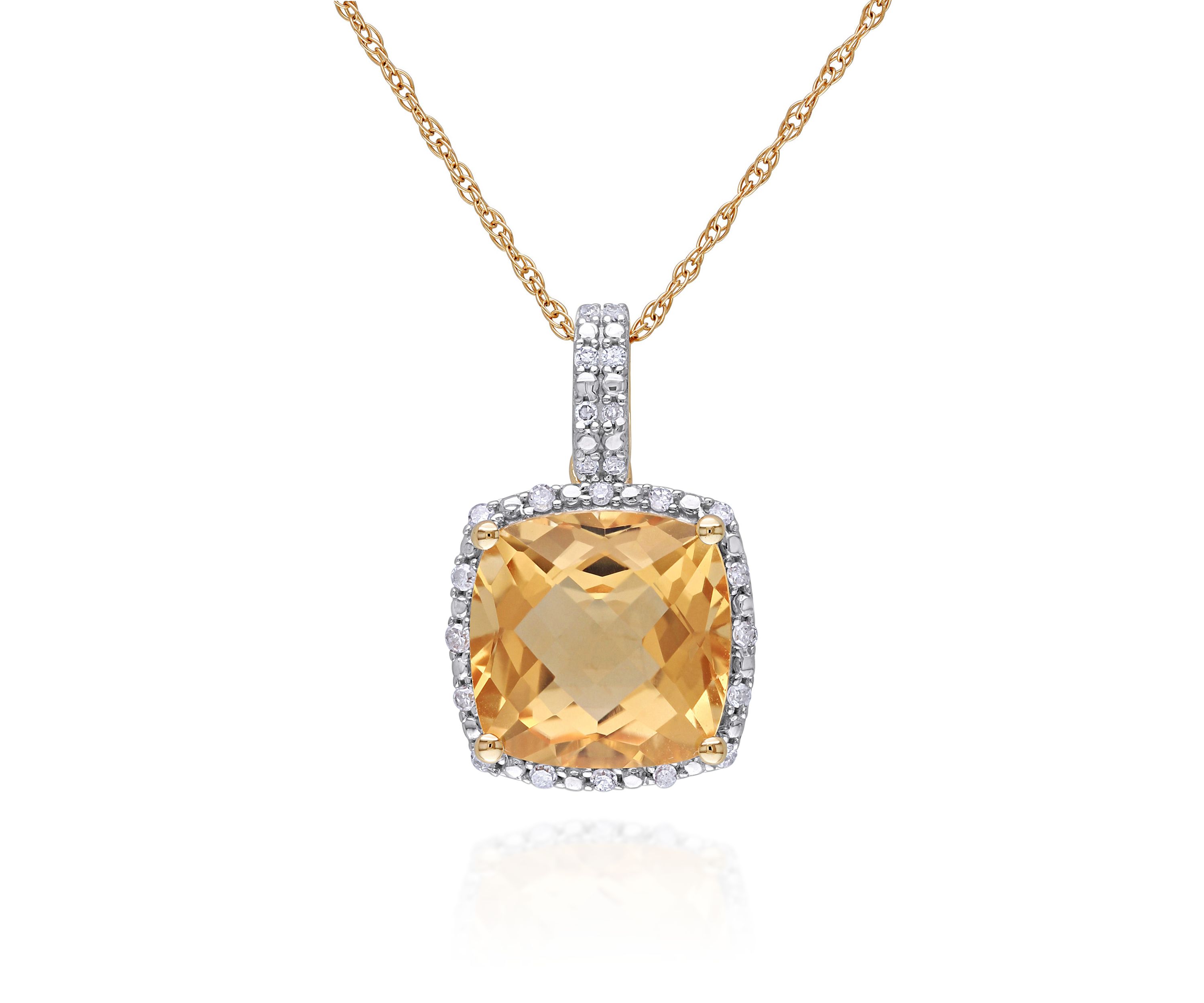 10k Yellow Gold Citrine and Diamond Pendant