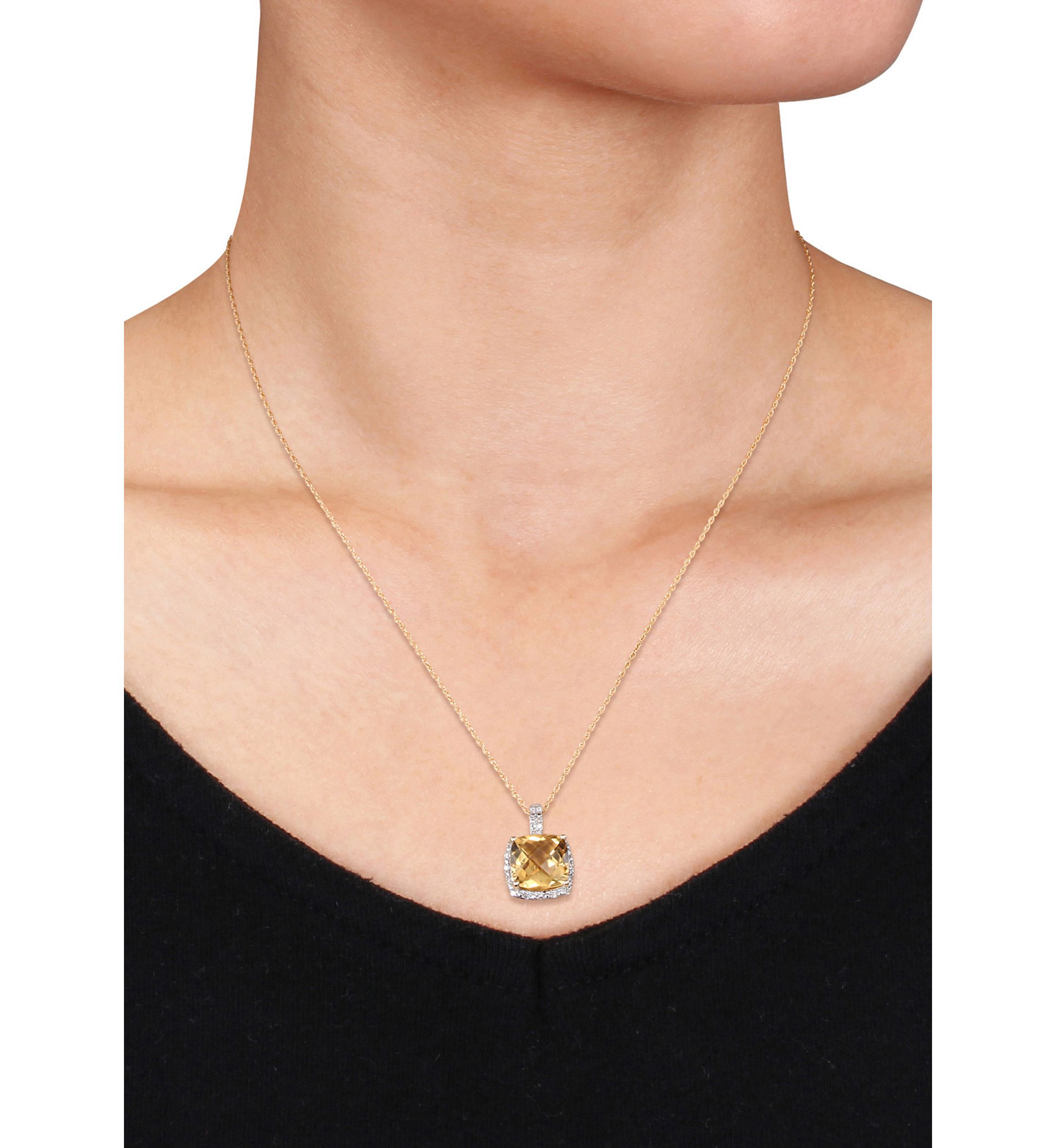 10k Yellow Gold Citrine and Diamond Pendant