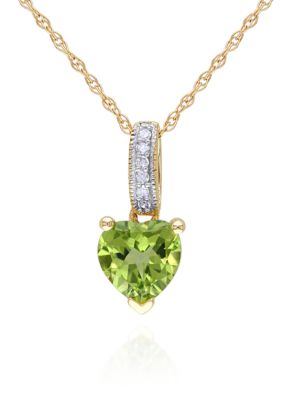 Belk & Co 10k Yellow Gold Peridot and Diamond Pendant, Green
