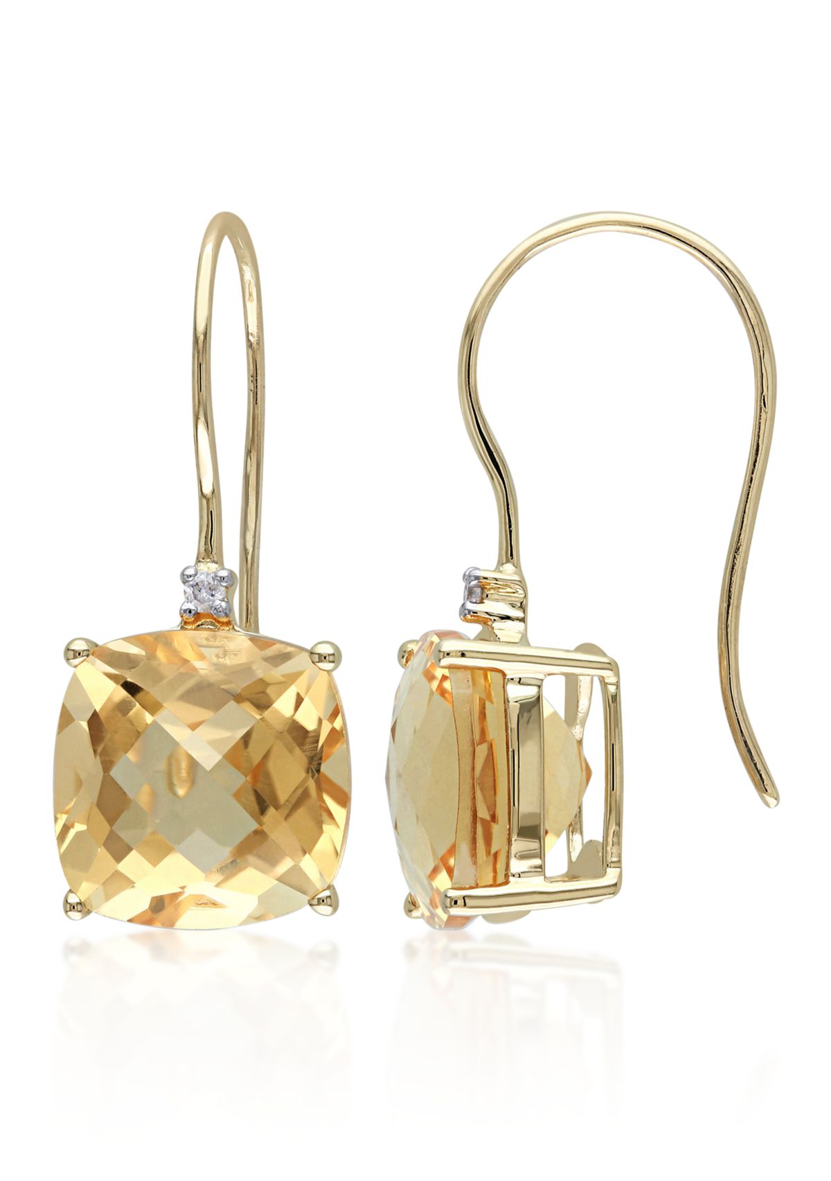 10k Yellow Gold Citrine and Diamond Earrings