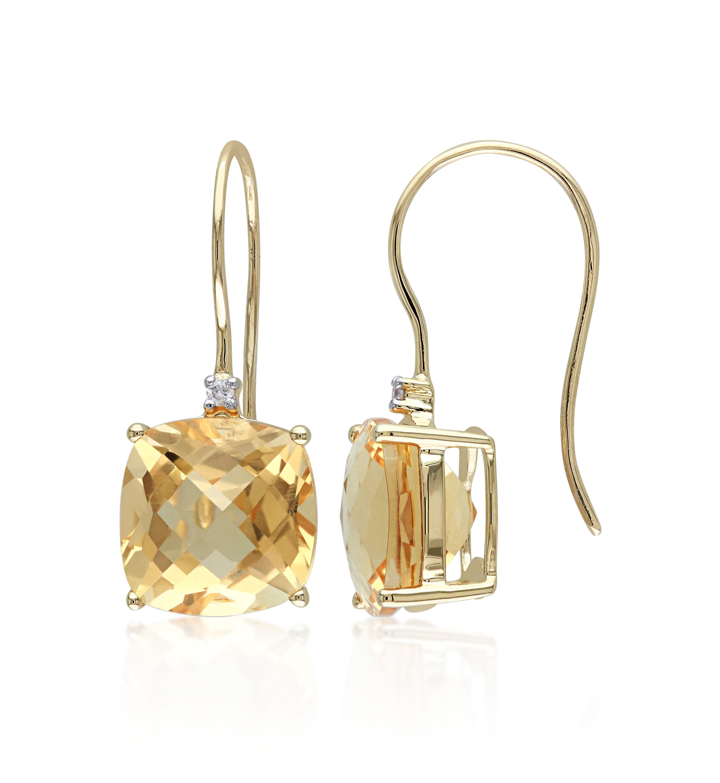 10k Yellow Gold Citrine and Diamond Earrings