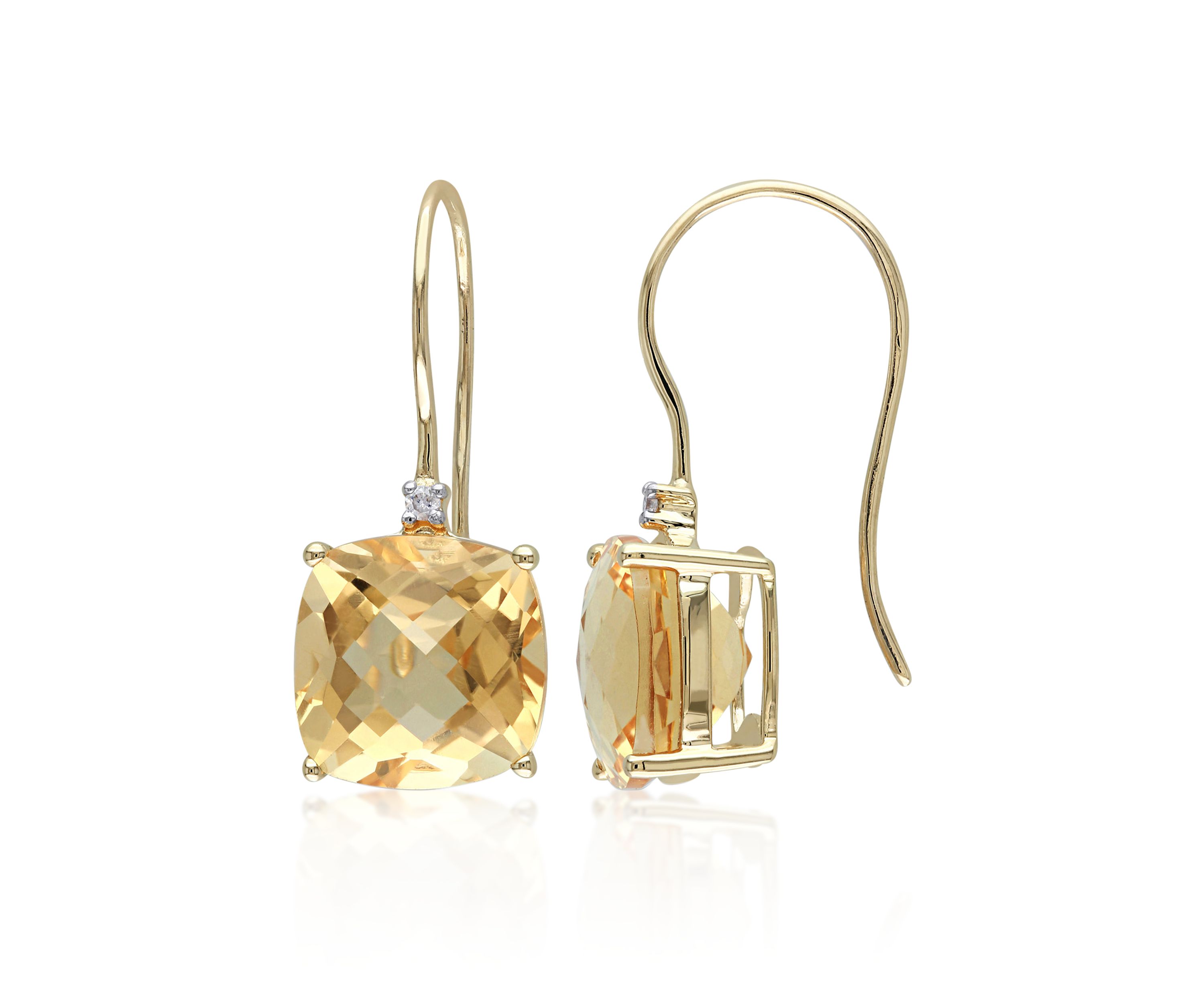 10k Yellow Gold Citrine and Diamond Earrings