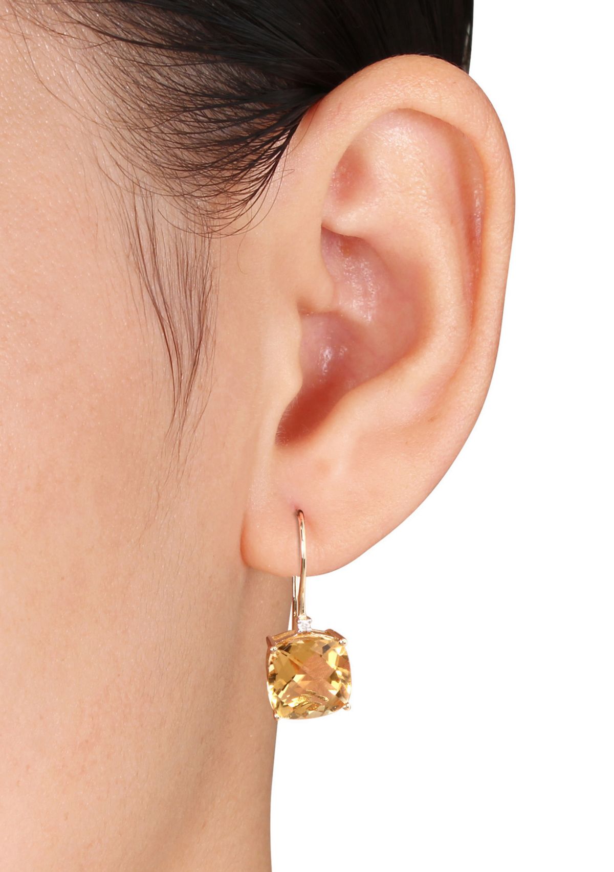 10k Yellow Gold Citrine and Diamond Earrings