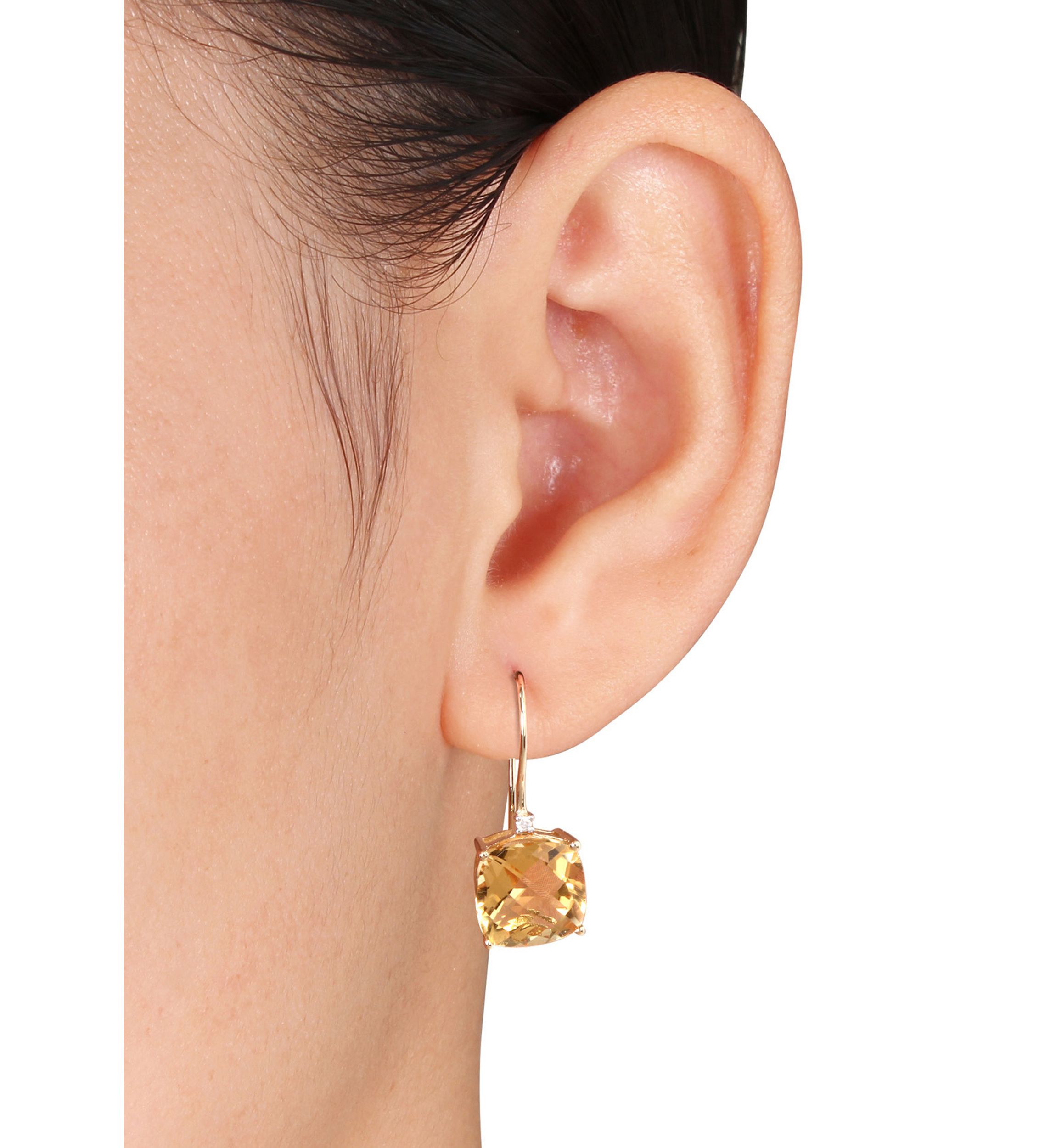 10k Yellow Gold Citrine and Diamond Earrings