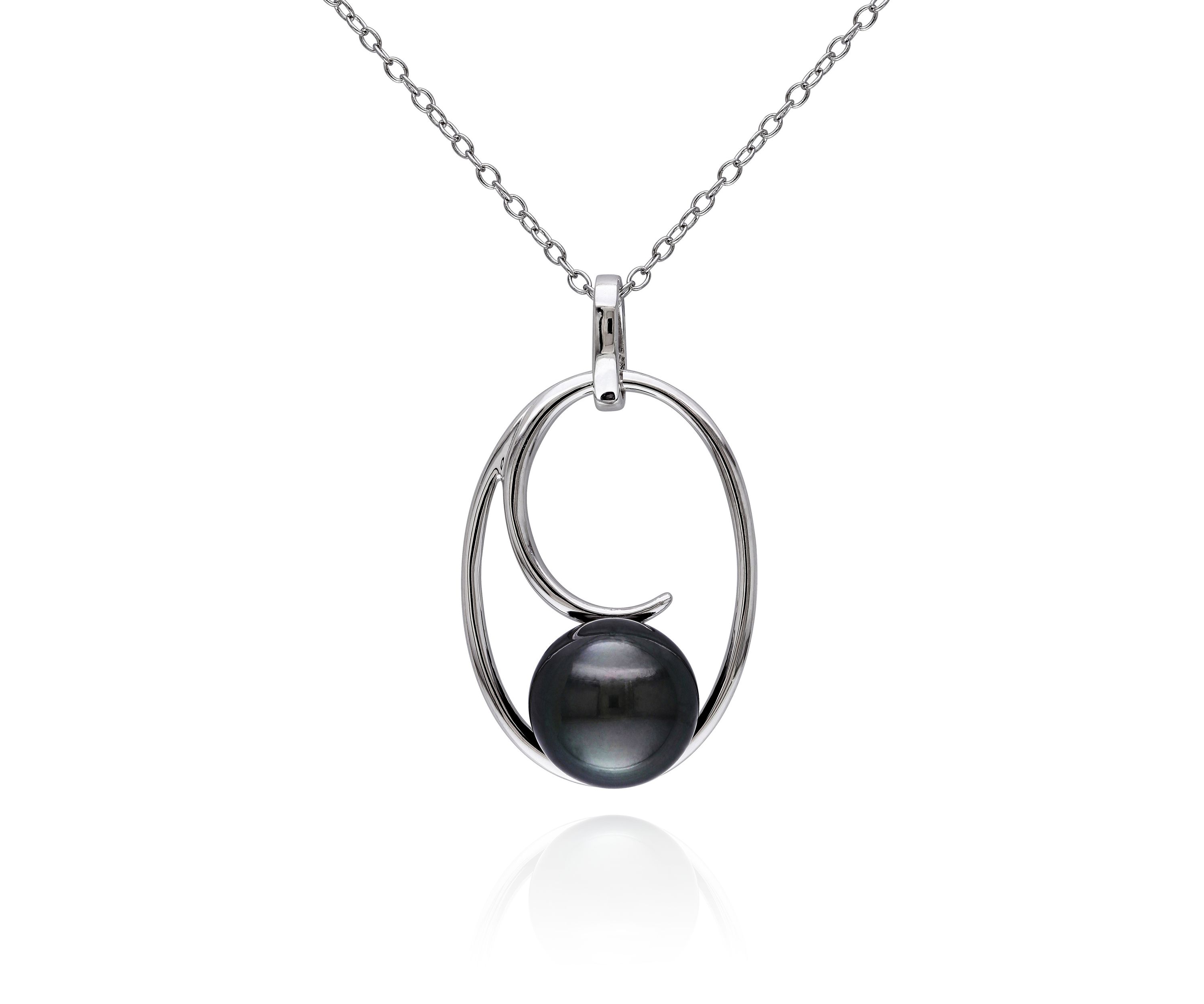 Sterling Silver Black Tahitian Pearl Pendant