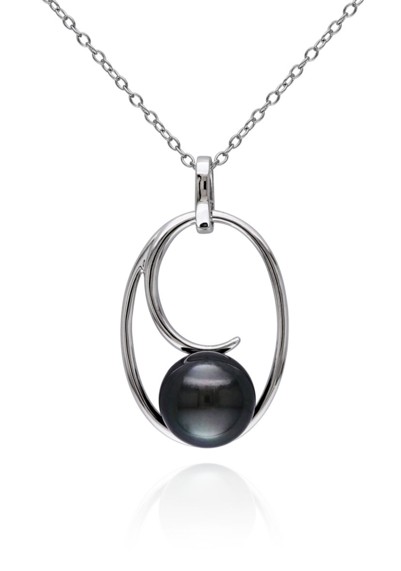 Sterling Silver Black Tahitian Pearl Pendant
