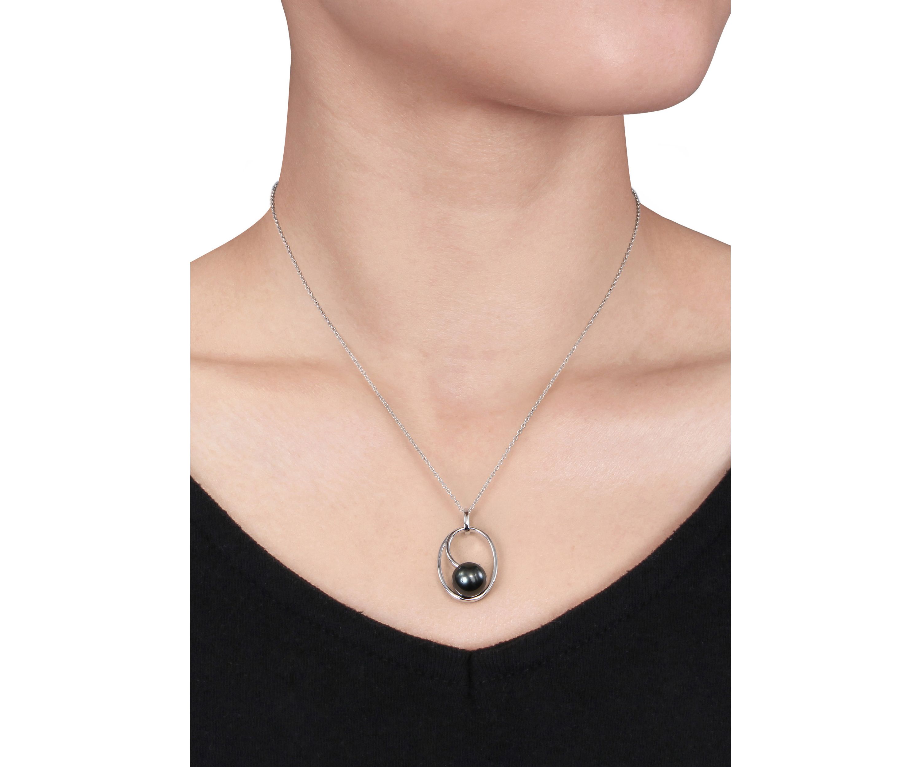 Sterling Silver Black Tahitian Pearl Pendant