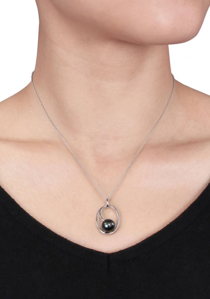 Sterling Silver Black Tahitian Pearl Pendant