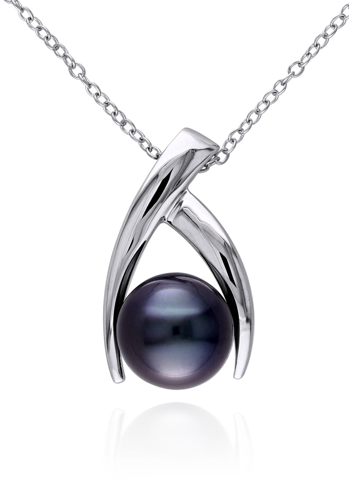 Sterling Silver Black Tahitian Pearl Pendant