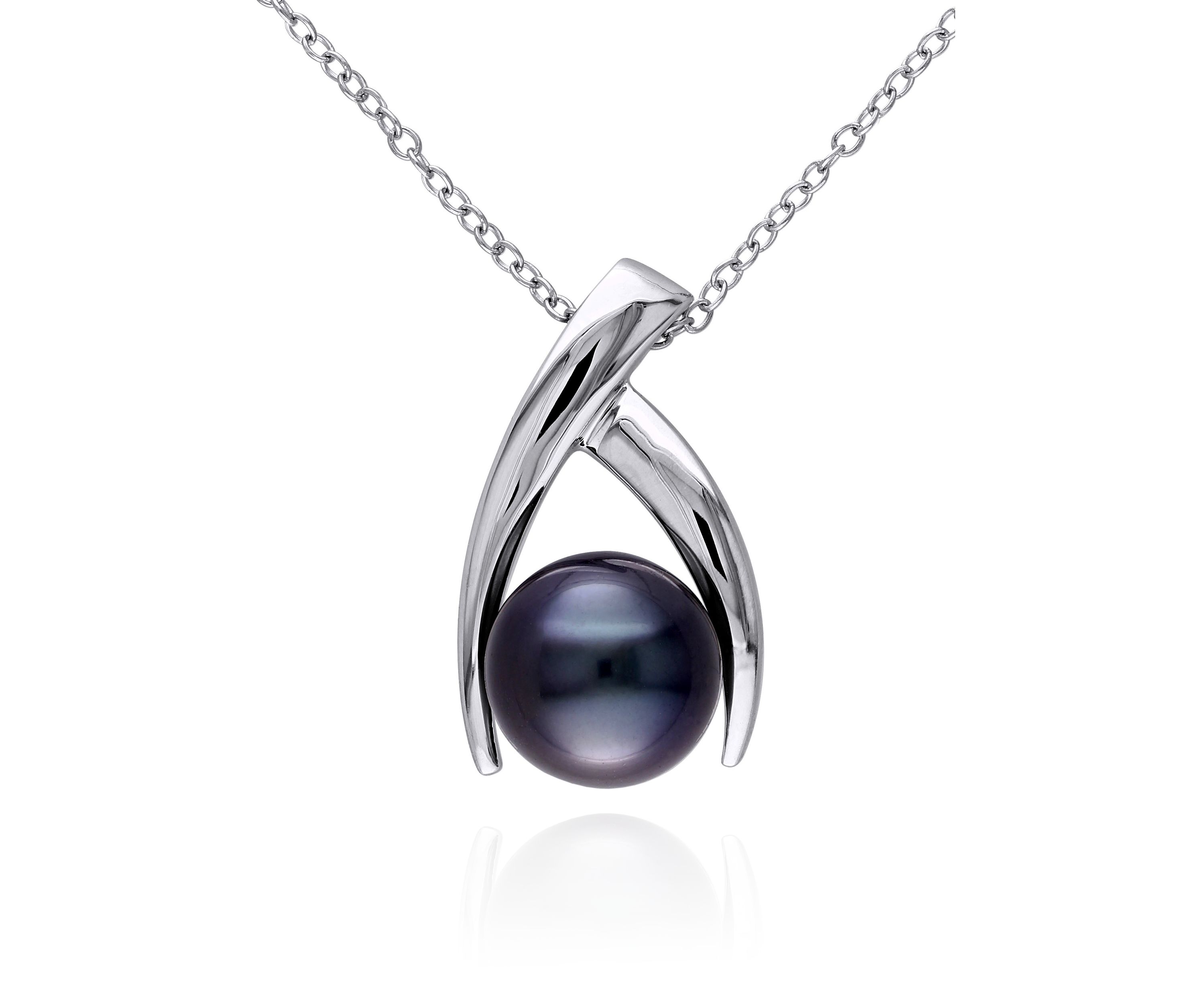 Sterling Silver Black Tahitian Pearl Pendant