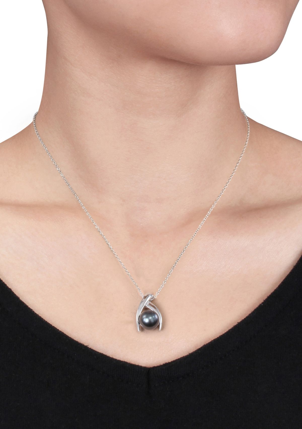 Sterling Silver Black Tahitian Pearl Pendant